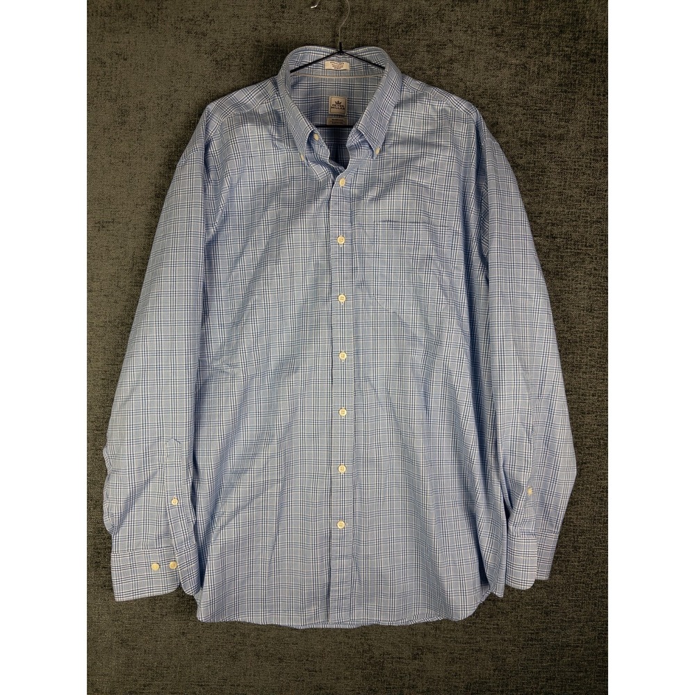 VTG Peter Millar Nanoluxe Shirt Mens XL Blue Plaid Button Down Cotton Easy Care